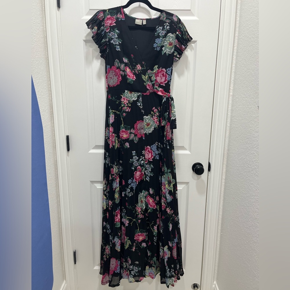 ASOS Black Floral Maxi Dress with Pink and Green Accents - Picture 2 of 9